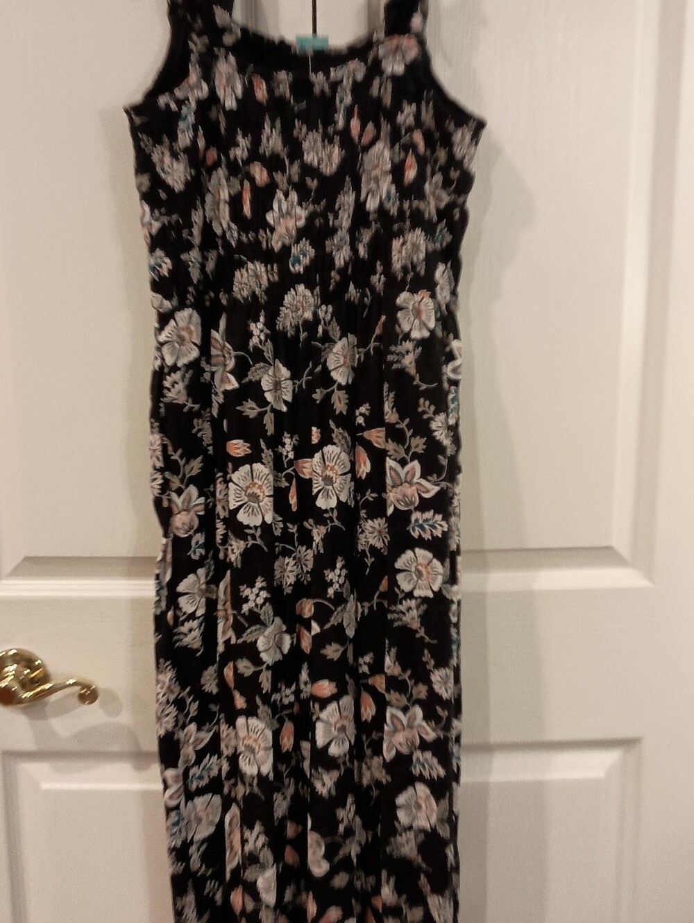 Maurices Black Floral Maxi Jumpsuit with Pink and Cream Blooms - Picture 9 of 12